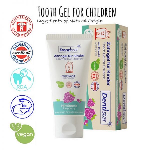 Dentistar Tooth Gel for Children with Fluoride, Raspberry, 60ml (4)