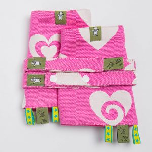 Drool Pads & Reach Straps Set, (100� cotton) - SWEETHEART PINK & CREME 2.02 (1)