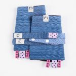 LennyLamb Drool Pads & Reach Straps Set - Little Herringbone Ombre Blue (60� cotton, 40� polyester)4 (4)