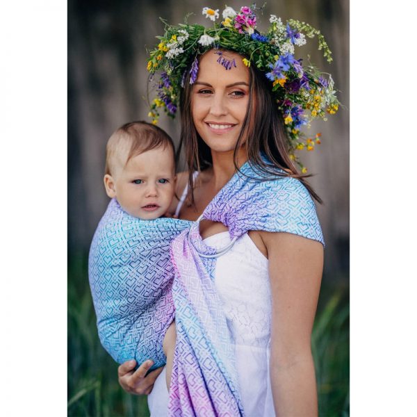 LennyLamb Ring Sling with Gathered Shoulder - Big Love - Wildflowers (Jacquard Weave 60% Cotton, 40% Bamboo) (1)