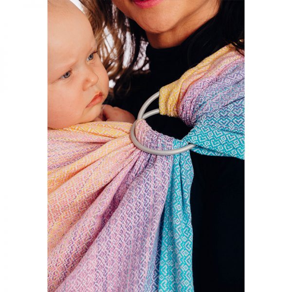 LennyLamb Ring Sling with Gathered Shoulder - LittleLove - Candyland (Jacquard Weave 80% Cotton, 20% Bamboo) (4)