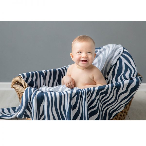 Lennylamb Swaddle Blanket Set 120x120cm - Zebra Navy Blue & White, Giraffe Brown & Cream (4)