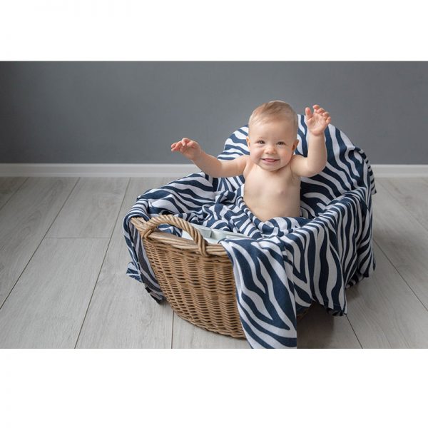 Lennylamb Swaddle Blanket Set 120x120cm - Zebra Navy Blue & White, Giraffe Brown & Cream (5)