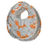 Fire Fox in Light Grey Minky Bib