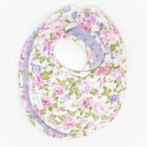 Floral Bouquet Bib with lavender Minky