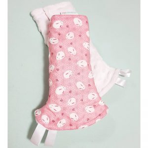 Pink Mochi Rabbit Droolpads with white Minky