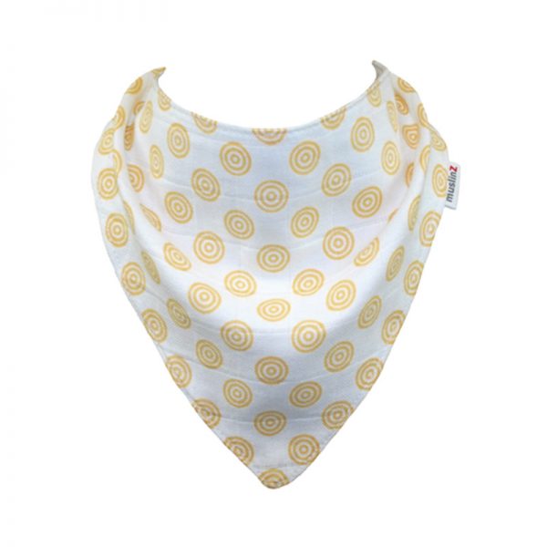 MuslinZ 3 Pack BambooOrganic Cotton Muslin Dribble Bibs – Gold Print (1)