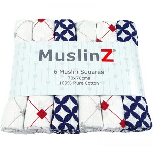 MuslinZ 6 Pack Muslin Squares 70x70cm – Moroccan Style Tile Print (1)