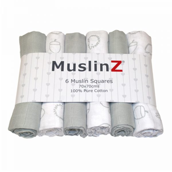 MuslinZ 6pk Muslin Squares 70x70cm – Patterned (Woodland) (1)